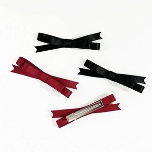 Barrettes à cheveux élégantes en satin avec nœuds noirs et bordeaux pour femmes