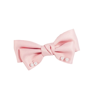 Barrette à cheveux élégante en satin rose avec nœud et perles, accessoire chic