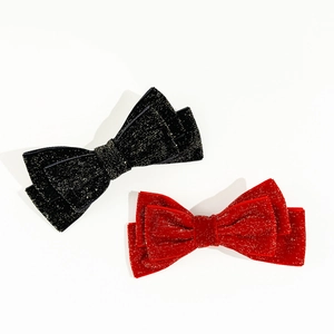 Elegant Christmas Velvet Bow Hair Clip For Women Glitter Sparkle Fabric Handmade Duckbill Clip French Vintage Party Hair Accessory