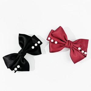 Pince à Cheveux Nœud en Satin Élégant Avec Bords en Künstliche Perles Artificielles Style Coréen Accessoire Décoratif pour Femmes
