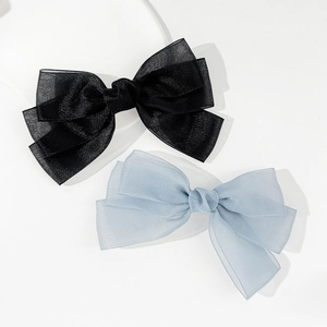 Korean Style Large Mesh Bow Hair Clip For Women Summer Elegant Bowknot Spring Clip Sweet Handmade Hair Accessories Headpiece