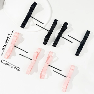 Lot de 8 barrettes à cheveux en satin avec nœuds noir et rose et dimensions incluses