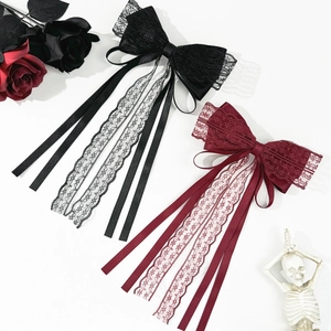 Fermaglio per Capelli con Fiocco in Pizzo Gothic Lolita con Nastro Lungo per Donna Accessori per Capelli in Nastro alla Moda