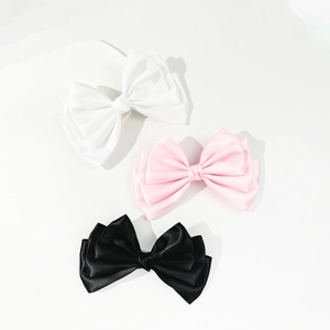 Large Satin Bow Hair Clip For Women Handmade Layered Elegant Oversized Ribbon Bowknot Hair Accessory Spring Clip Headwear