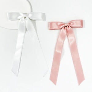 Barrette à Nœud en Satin Élégance Française Avec Longs Rubans Bordure en Dentelle Doux Accessoire de Coiffure Femme Mariage
