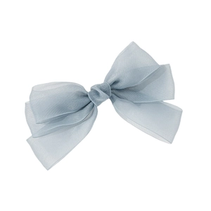 Elegant light blue mesh bow hair clip for women featuring a double-layered tulle design