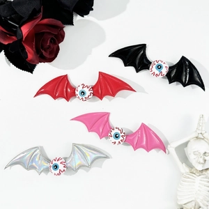 Halloween Bat Wing Eyeball Hair Clip Gothic Ribbon Plastic Devil Wing Side Clip For Women Girls Party Hair Accessories