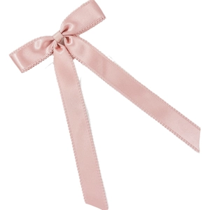 Élégant nœud à cheveux en satin rose avec dentelle et longs rubans pour femmes
