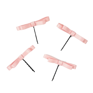 Lot de 4 barrettes à nœud papillon en soie rose avec élégante finition satinée pour femmes