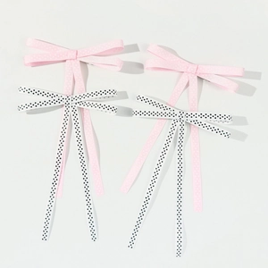 Set di fermagli per capelli con fiocchi a pois e lunghi nastri in stile ballerina