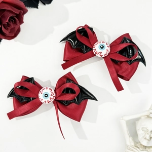 Barrettes d'Halloween avec ailes de chauve-souris, nœuds en satin et globe oculaire