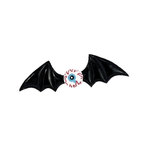 Halloween bat wing hair clip with a spooky blue eyeball on a clean white background