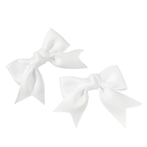 Set of two sweet white satin bow hair clips with elegant ballet style for women