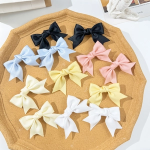 Sweet Satin Ribbon Bow Hair Clips For Girls Women Balletcore Double Layer Alligator Clips Cute Side Fringe Clips Hair Accessory