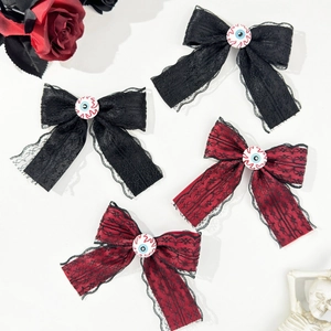 Molletta per Capelli Gothic Halloween con Fiocco in Pizzo e Bulbo Oculare Accessori per Capelli Horror Stile Oscuro Donna