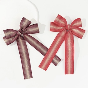 Pince à Cheveux Nœud Doux Long Ruban Rayure Métallique Dorée Ruban Gros-Grain Épingle à Cheveux Femme Fille Accessoires Cheveux
