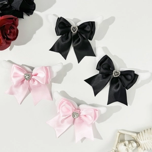 Gothic Engelsflügel Herz Schleife Haarnadel Süß Strass Satin Haarklammer Für Mädchen Damen Lolita Jirai-kei Haarschmuck