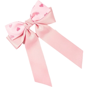 Barrette à cheveux avec nœud en satin rose et motif de cœur, accessoire de cheveux romantique