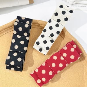 Women Fashion Vintage Polka Dot Bow Hair Clip Multi Layer Cloth Layered Duckbill Clip Styling Hair Accessories For Daily