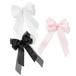 Élégante Pince à Cheveux Nœud en Satin Et Maille Double Couche Avec Longues Banderoles Style Coréen Doux Accessoires