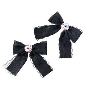 Fermagli per capelli Halloween in pizzo nero con bulbo oculare, accessori stile gotico donna