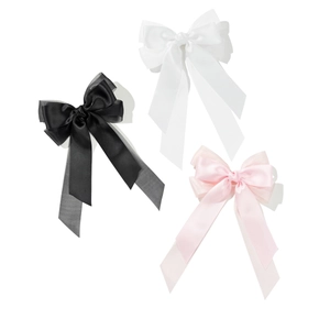 Barrettes à cheveux élégantes avec nœuds en tulle et satin en noir, blanc et rose