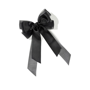 Barrette élégante avec grand nœud noir en tulle et satin à longs rubans fluides