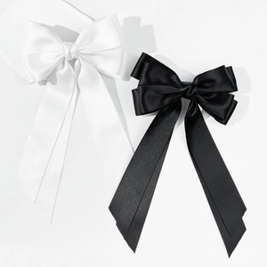 Elegant Satin Double Layer Bow Ribbon Hair Clip For Women Fashion Solid Color Spring Clip Elegant Hair Accessories