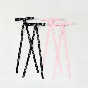 Barrette à Nœud Papillon en Ruban à Pois Style Balletcore Long Ruban Pince Bec de Canard pour Femmes et Filles