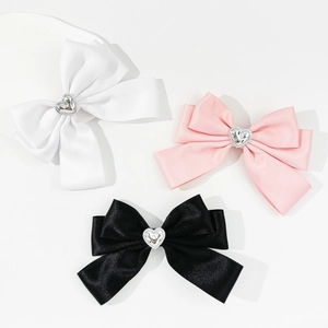 Eleganter Satinband Schleifen Haarspange Herz Legierung Dekor Vielseitige Haarnadel Zubehör Für Damen Mädchen Party Alltag