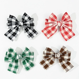 Sweet Japanese Style Plaid Checkered Bow Hair Clip For Women Large Ribbon Fabric Bowknot Spring Clip Handmade Hairpin