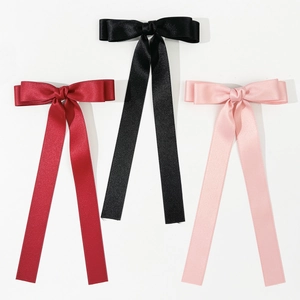 Eleganter Satin Schleife Haarklammer Mit Langen Luftschlangen Für Damen Mädchen Japanischer Koreanischer Stil Einfarbig Entenschnabel-Clip Haarschmuck
