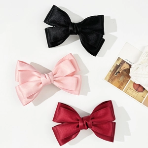 Molletta per Capelli con Fiocco in Raso a Doppio Strato Stile Coreano Elegante Pendolare Dolce Clip a Becco d'Anatra Accessori Moda Donna