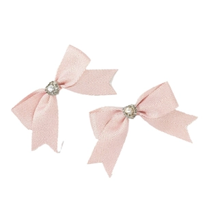 Zwei süße rosa Schleifen-Haarspangen mit funkelndem Strass-Herz für Damen und Mädchen