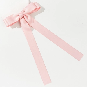 Haarspange mit rosa Seidenschleife und langen Bändern, elegantes minimalistisches Haar-Accessoire