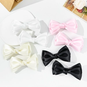 Pinces à Cheveux Nœud Style Français Couleur Crème Clips Bec de Canard en Ruban de Satin Doux pour Accessoires de Cheveux Femmes