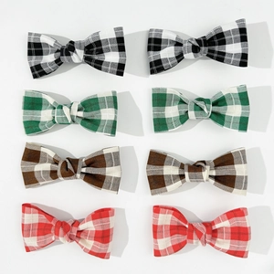 Vintage Plaid Bow Hair Clips Preppy Gingham Duckbill Clip Handmade Ribbon Fabric Hair Accessories For Women Girls