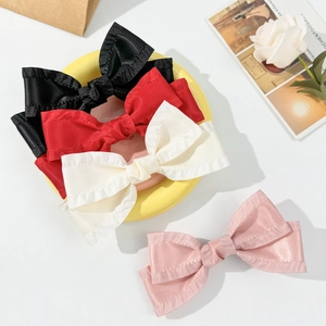 Korean Style Sweet Satin Ruffle Bow Hair Clip Elegant Ribbon Alligator Clip For Women Girls Fashion Daily Hair Accessories