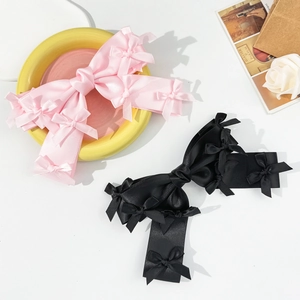 Sweet Satin Multi Bow Hair Clip For Girls Balletcore Style Ribbon Spring Clip Lolita Hair Accessories Head Decoration