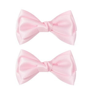 Paire de barrettes à cheveux avec nœuds en satin rose crème brillant pour femmes