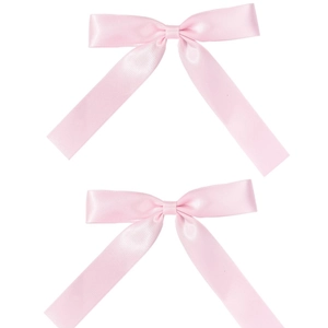 Paire élégante de barrettes à nœuds en satin rose crème pour femmes style ballet core chic
