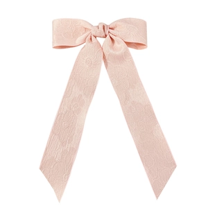 Elegante fermaglio per capelli con fiocco in jacquard floreale rosa chiaro e nastri