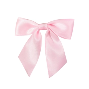 Pink satin ribbon bow hair clip for women featuring a silky texture and sweet style
