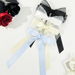 Barrettes à cheveux avec nœuds en dentelle et longs rubans en satin, lot multicolore