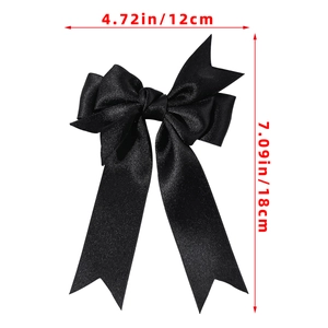 Dimensions détaillées du nœud papillon en satin noir avec double couche et longs rubans