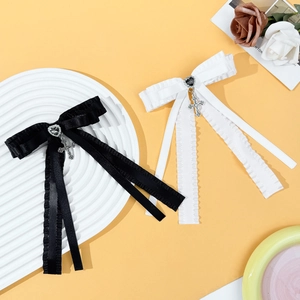Goth Lolita Herz Kreuz Schleife Haarklammer Rüschenband Bowknot Haarnadel Damen Mädchen Sweet Cool Style Haarschmuck