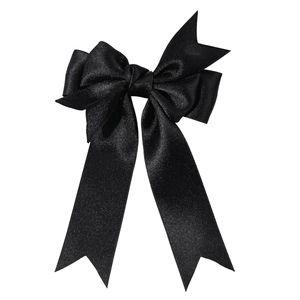 Pince à cheveux nœud en satin noir élégant avec longs rubans, accessoire minimaliste