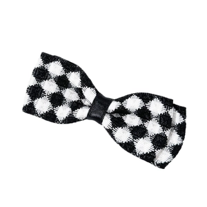 Barrette à cheveux avec nœud en tissu à carreaux noir et blanc de style rétro