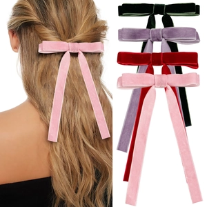 Damen Elegant Samt Schleife Haarspange Langes Band Haarnadel Süßer Balletcore Stil Haarschmuck Für Mädchen Täglich Party Kopfschmuck