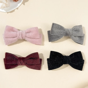 Sweet Plush Bow Hair Clip Soft Faux Fur Butterfly Knot Hairpins Vintage Barrettes Elegant Hair Accessories For Women Girls